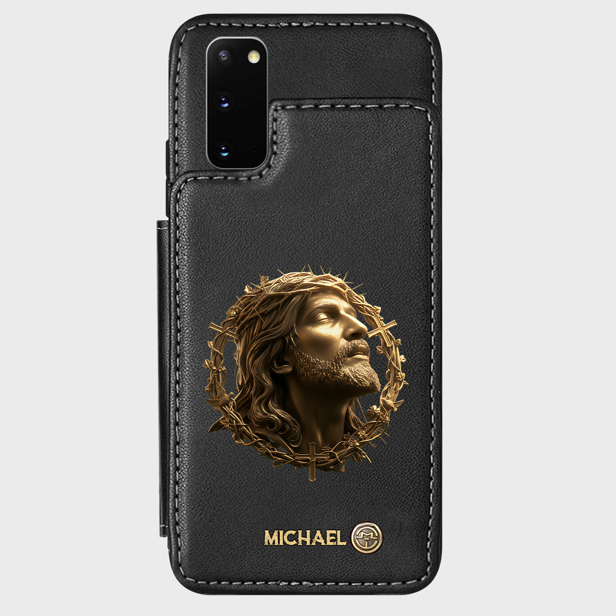 Christmas Jesus Christ Face with Crown of Thorns - Personalized Christian Wallet Phone Case