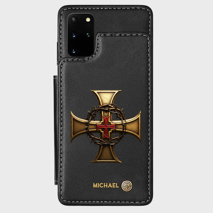 Christmas Golden Cross Crown of Thorns - Personalized Christian Wallet Phone Case
