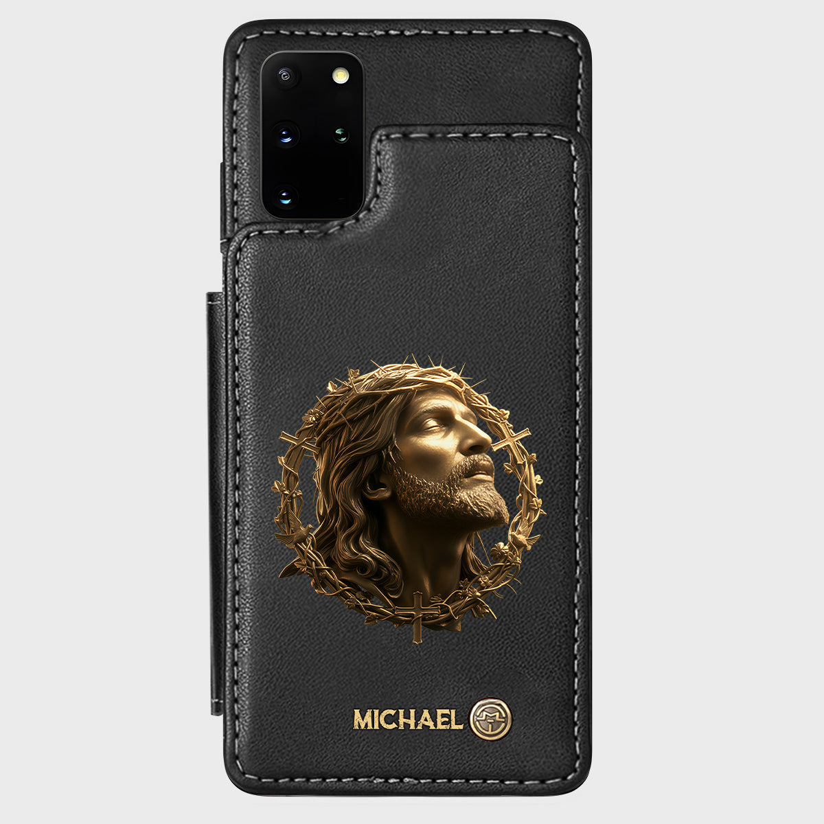 Christmas Jesus Christ Face with Crown of Thorns - Personalized Christian Wallet Phone Case