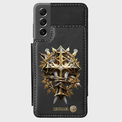 Festive Intricate Patriotic Christian Emblem - Personalized Christian Wallet Phone Case