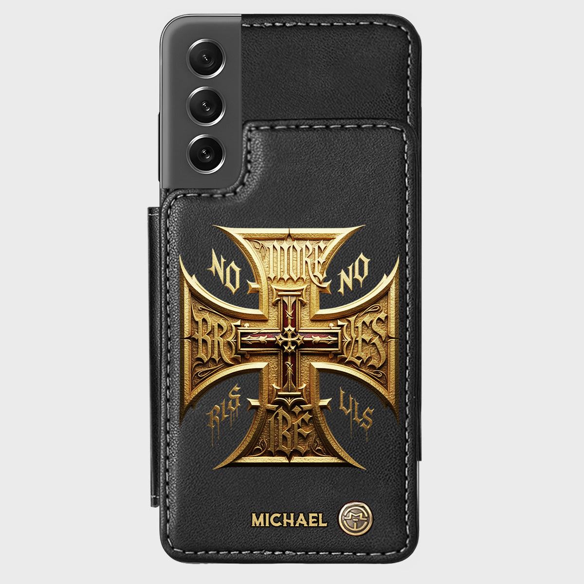 Medieval Cross Detailed Gothic Style - Personalized Christian Wallet Phone Case