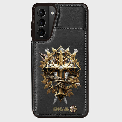 Festive Intricate Patriotic Christian Emblem - Personalized Christian Wallet Phone Case
