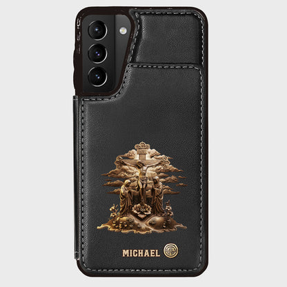 Christmas Sacred Crucifixion Sculpture - Personalized Christian Wallet Phone Case
