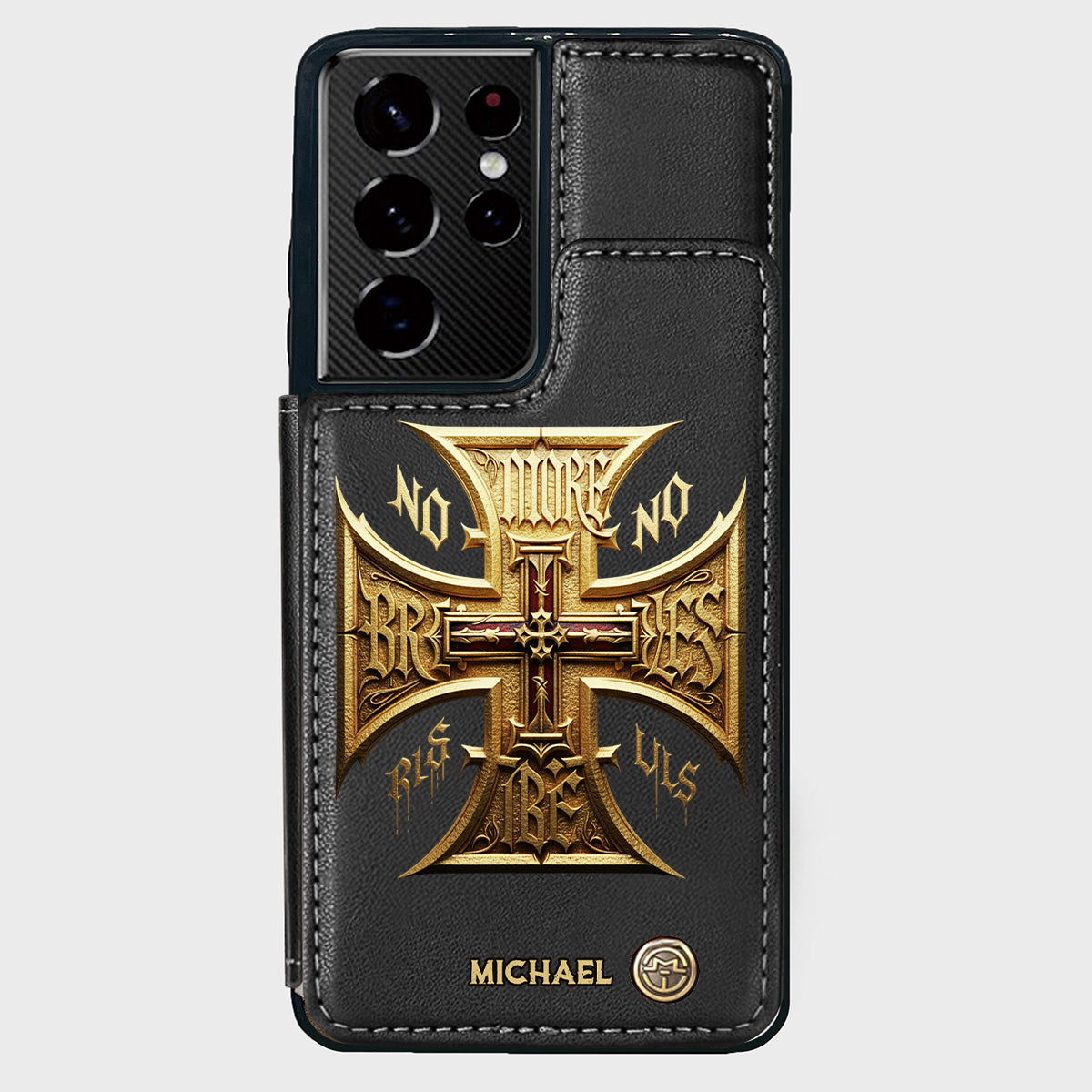 Medieval Cross Detailed Gothic Style - Personalized Christian Wallet Phone Case
