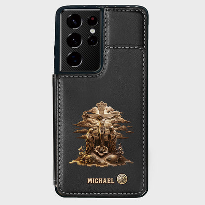 Christmas Sacred Crucifixion Sculpture - Personalized Christian Wallet Phone Case