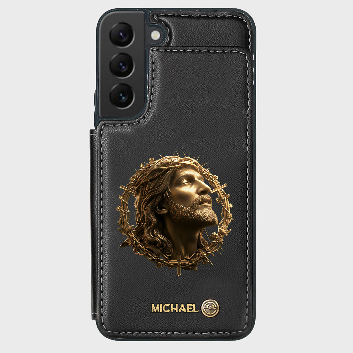 Christmas Jesus Christ Face with Crown of Thorns - Personalized Christian Wallet Phone Case
