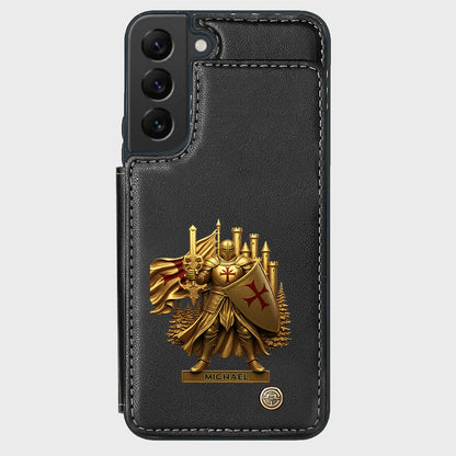 Christmas Gift Golden Templar Knight - Personalized Christian Wallet Phone Case