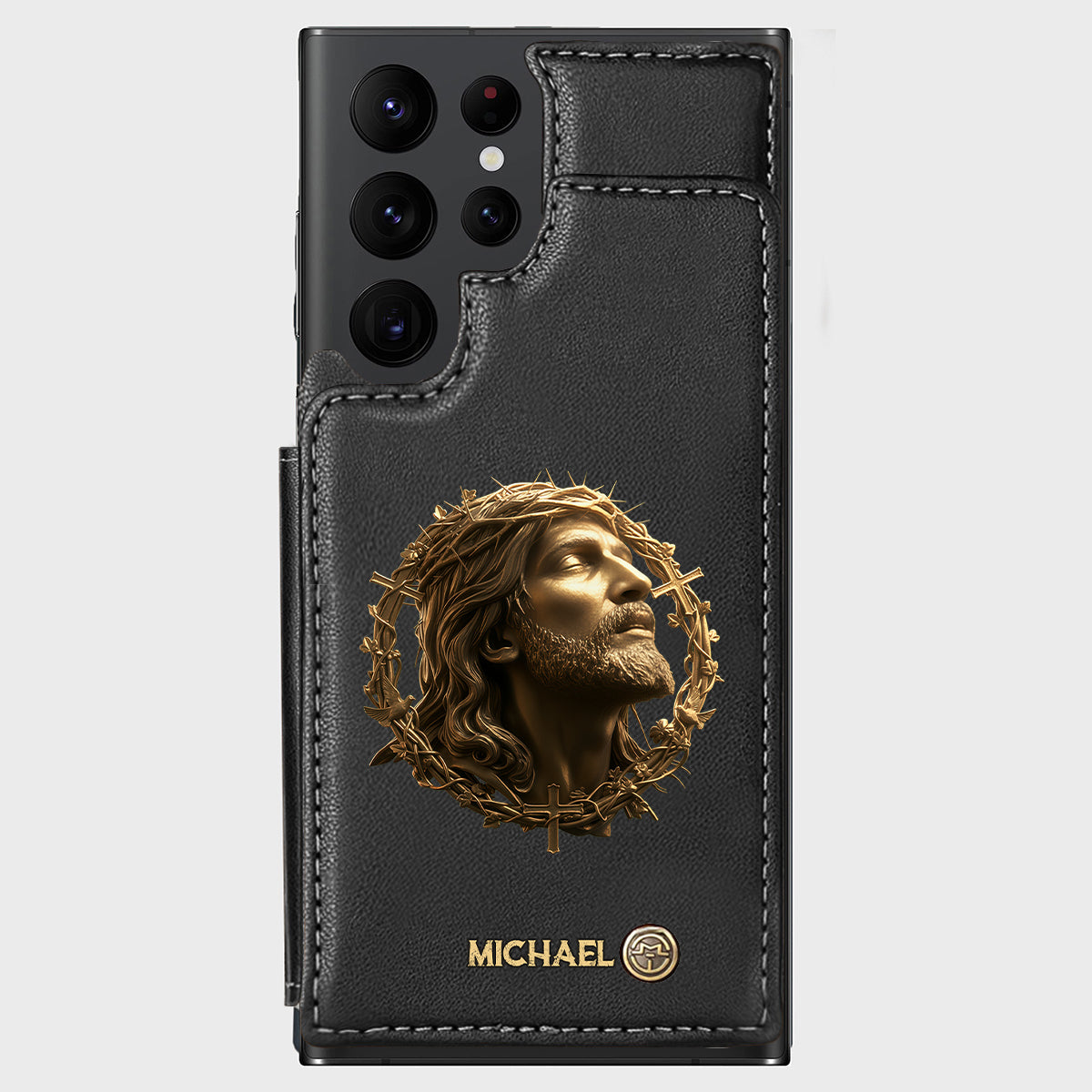 Christmas Jesus Christ Face with Crown of Thorns - Personalized Christian Wallet Phone Case
