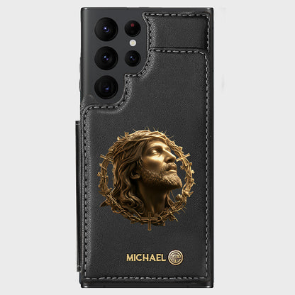 Christmas Jesus Christ Face with Crown of Thorns - Personalized Christian Wallet Phone Case