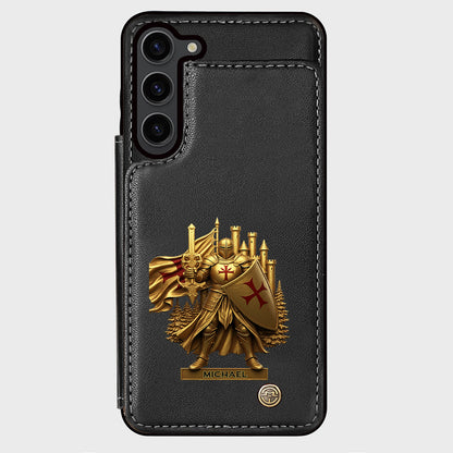 Christmas Gift Golden Templar Knight - Personalized Christian Wallet Phone Case