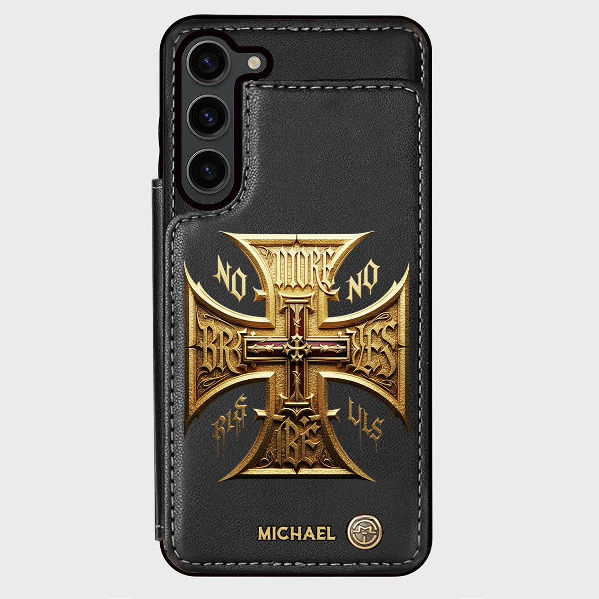 Medieval Cross Detailed Gothic Style - Personalized Christian Wallet Phone Case