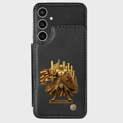 Christmas Gift Golden Templar Knight - Personalized Christian Wallet Phone Case