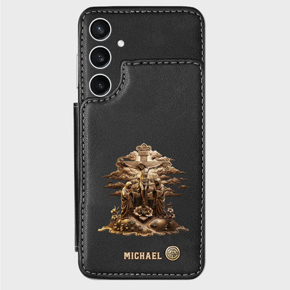 Christmas Sacred Crucifixion Sculpture - Personalized Christian Wallet Phone Case