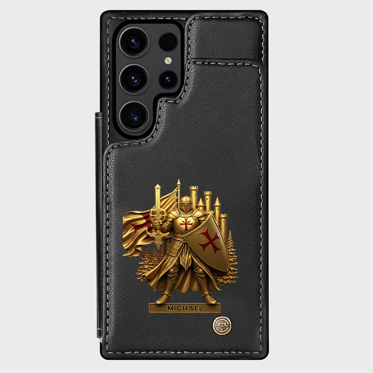Christmas Gift Golden Templar Knight - Personalized Christian Wallet Phone Case