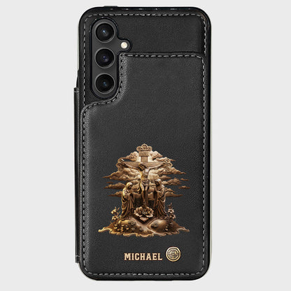 Christmas Sacred Crucifixion Sculpture - Personalized Christian Wallet Phone Case