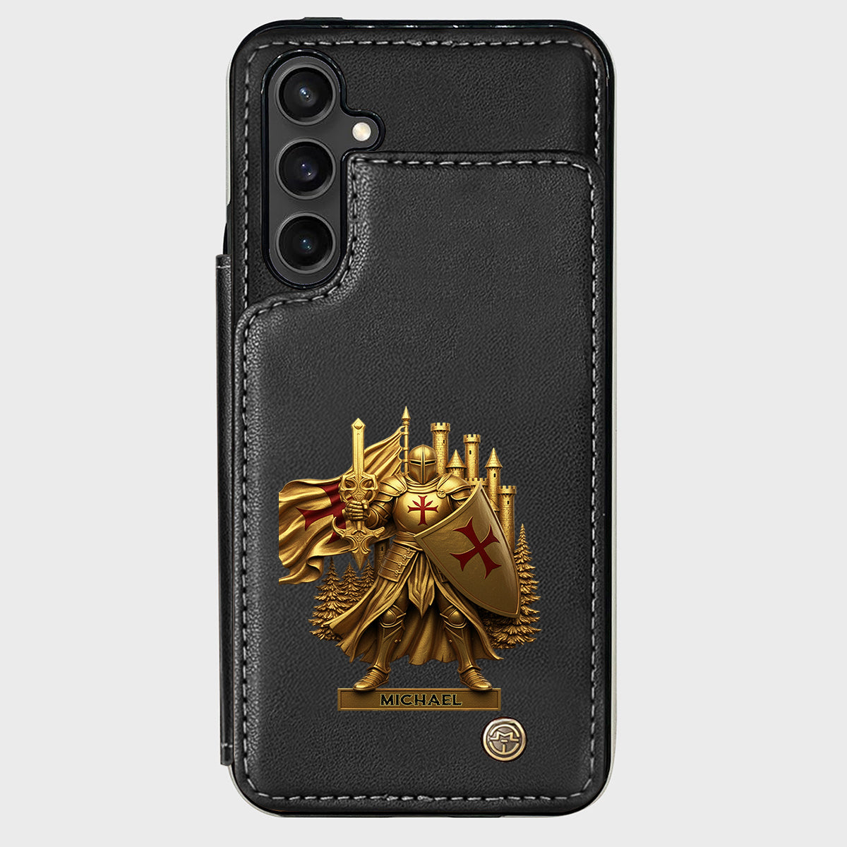 Christmas Gift Golden Templar Knight - Personalized Christian Wallet Phone Case