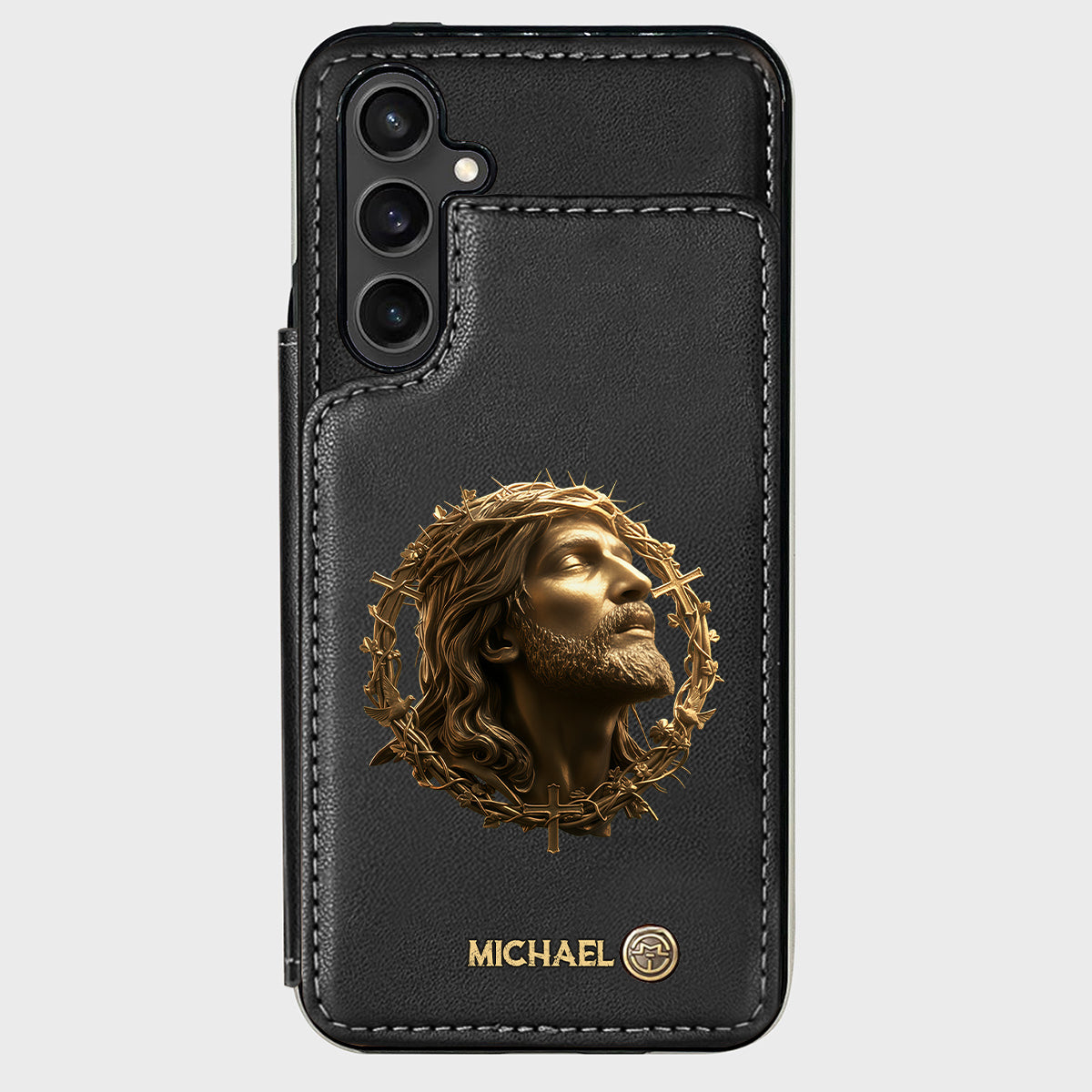 Christmas Jesus Christ Face with Crown of Thorns - Personalized Christian Wallet Phone Case