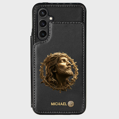 Christmas Jesus Christ Face with Crown of Thorns - Personalized Christian Wallet Phone Case