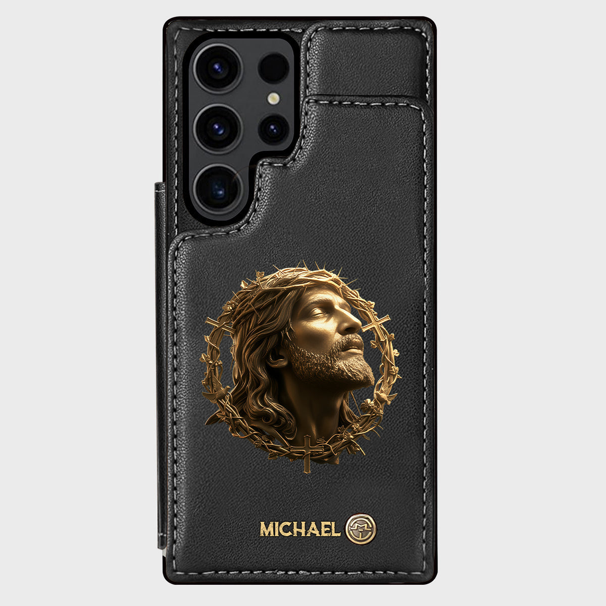 Christmas Jesus Christ Face with Crown of Thorns - Personalized Christian Wallet Phone Case