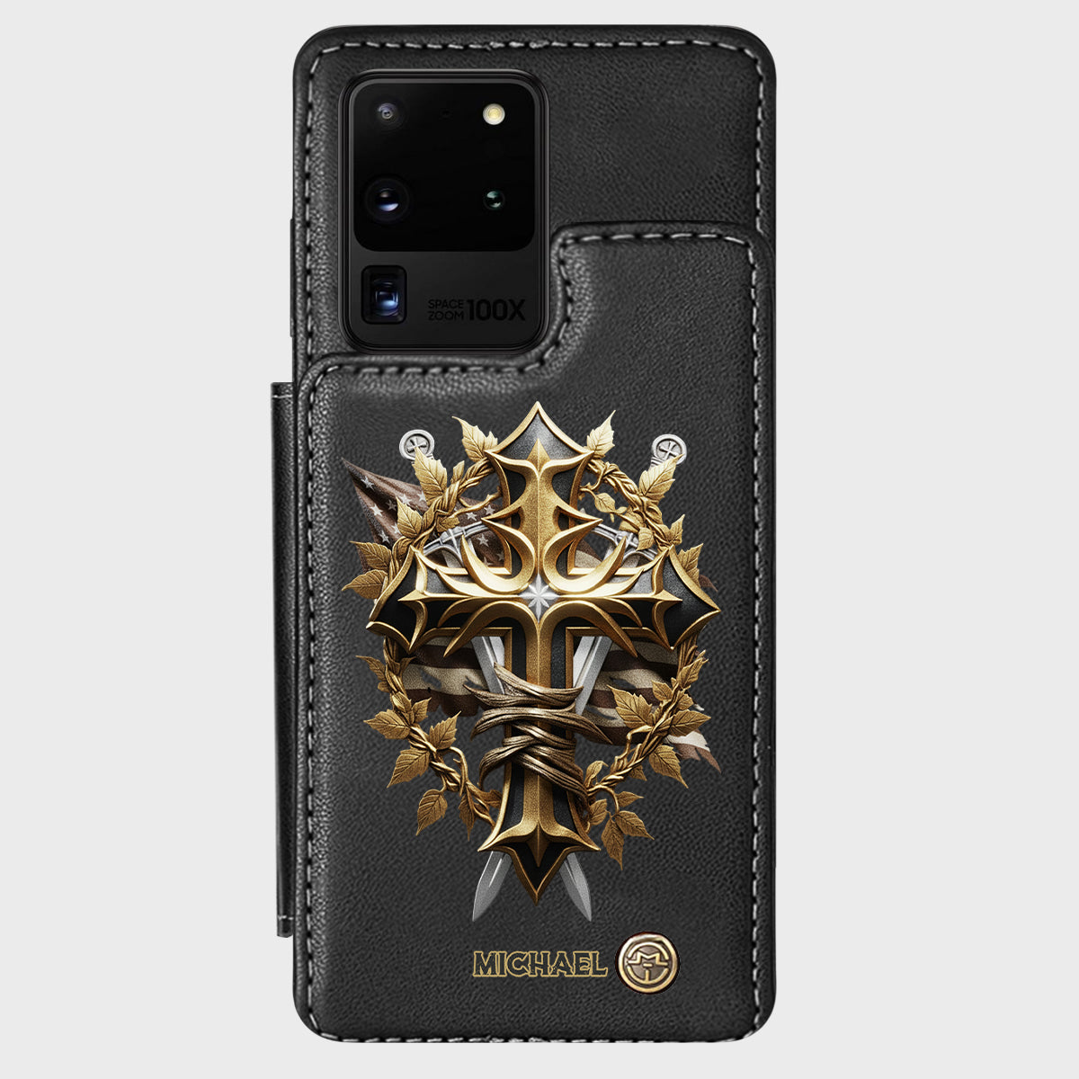 Festive Intricate Patriotic Christian Emblem - Personalized Christian Wallet Phone Case