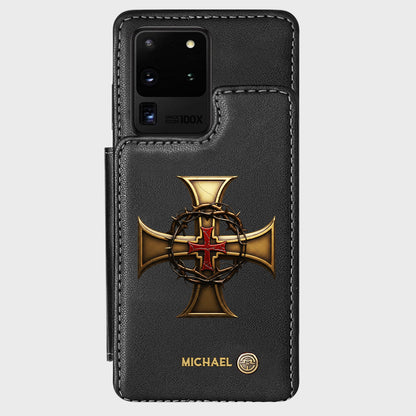 Christmas Golden Cross Crown of Thorns - Personalized Christian Wallet Phone Case